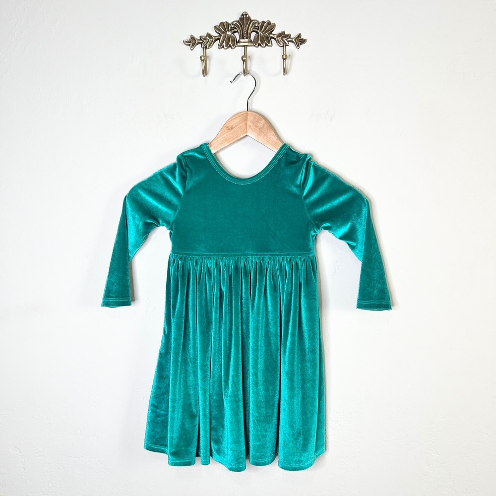 Pink‎ Chicken Girls Teal Green Velvet Long Sleeve Holiday Party Dress Size 4T